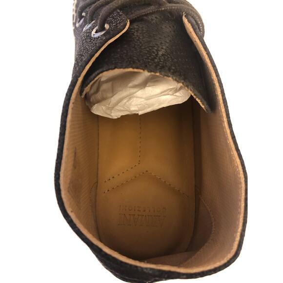 New $495 Armani Collezioni Espadrilla Mens Leather High Top Brown 9 US X6S003 main image 6